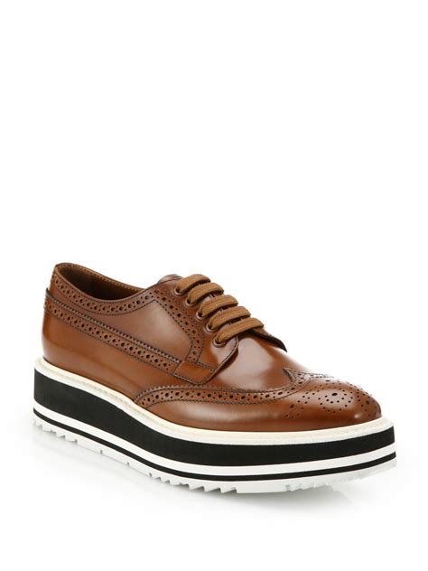 prada platform leather wingtip brogues|prada brogue platform shoes.